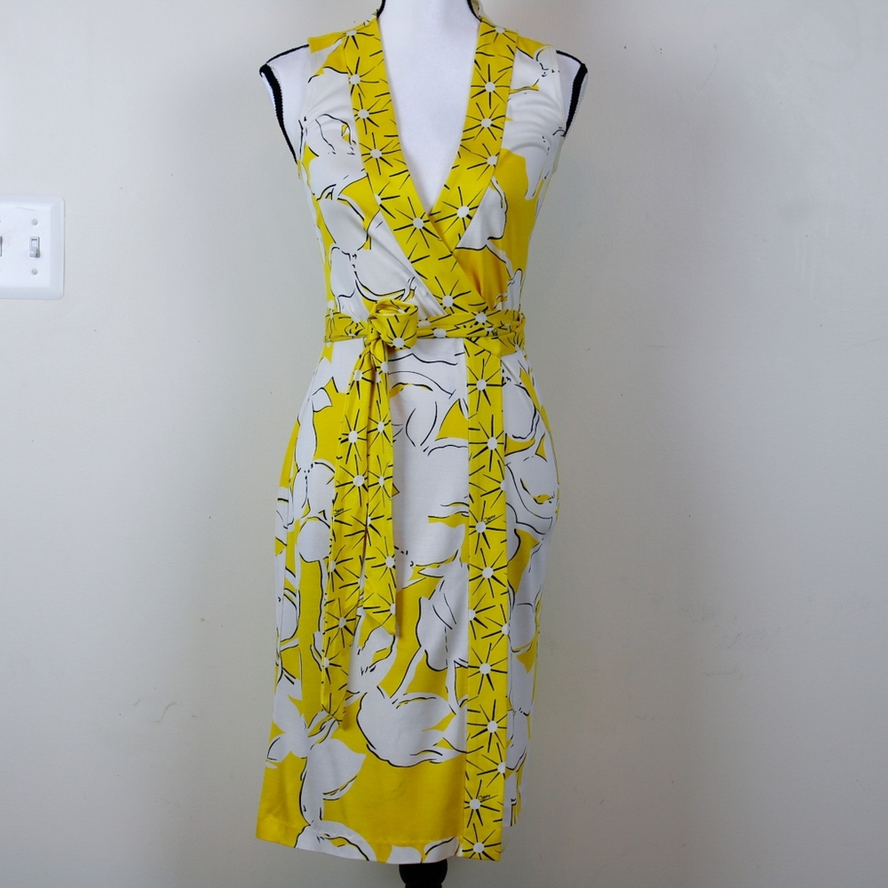 Diane von Furstenberg Silk Wrap Yellow Dress - Picture 2 of 8